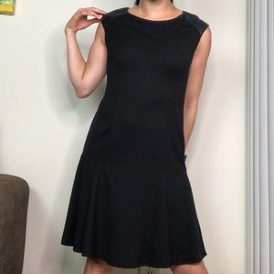 Ralph Lauren 6P black dress faux leather sleeves